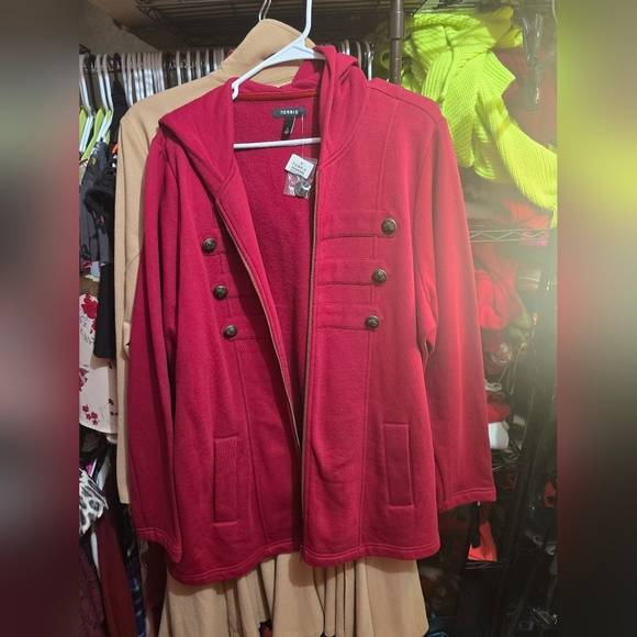 🍁🍂NWT TORRID 2X French Terry Military Hooded Jacket - Picture 2 of 6